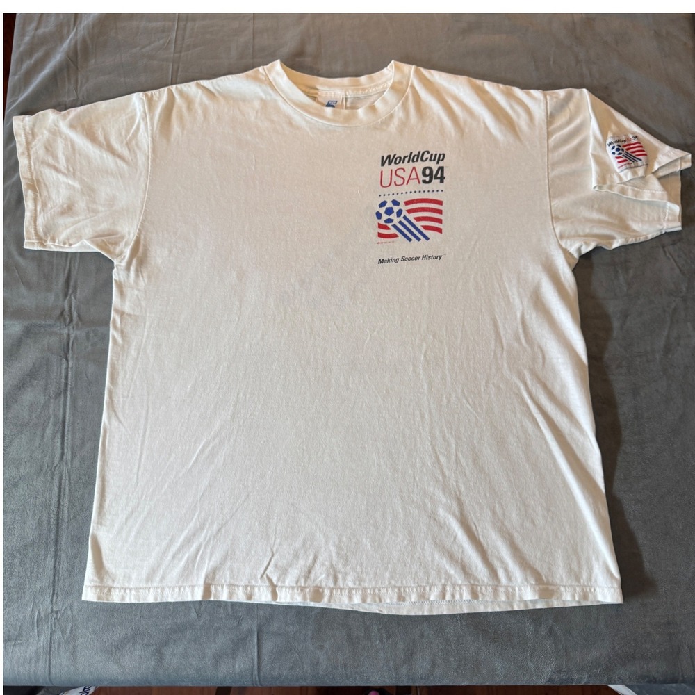 Vtg World Cup 94 USA T-Shirt XL USA Made Soccer Football Double Sided Graphic